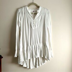 Free People • Your Girl Ruffled Henley Tunic in‎ White
